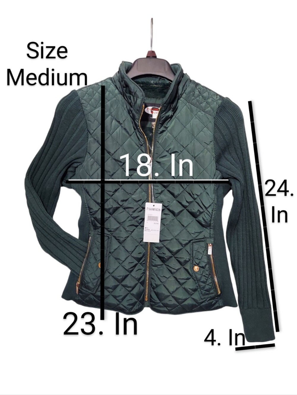 Palomares Sports Quilted Jacket Womens Green Stretch Side Winter Coat Warm New - Picture 9 of 15